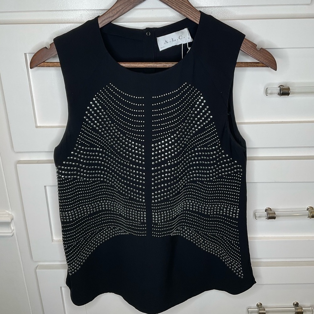 A.L.C. 2013 Black sleeveless top with silver studded design - Picture 8 of 9